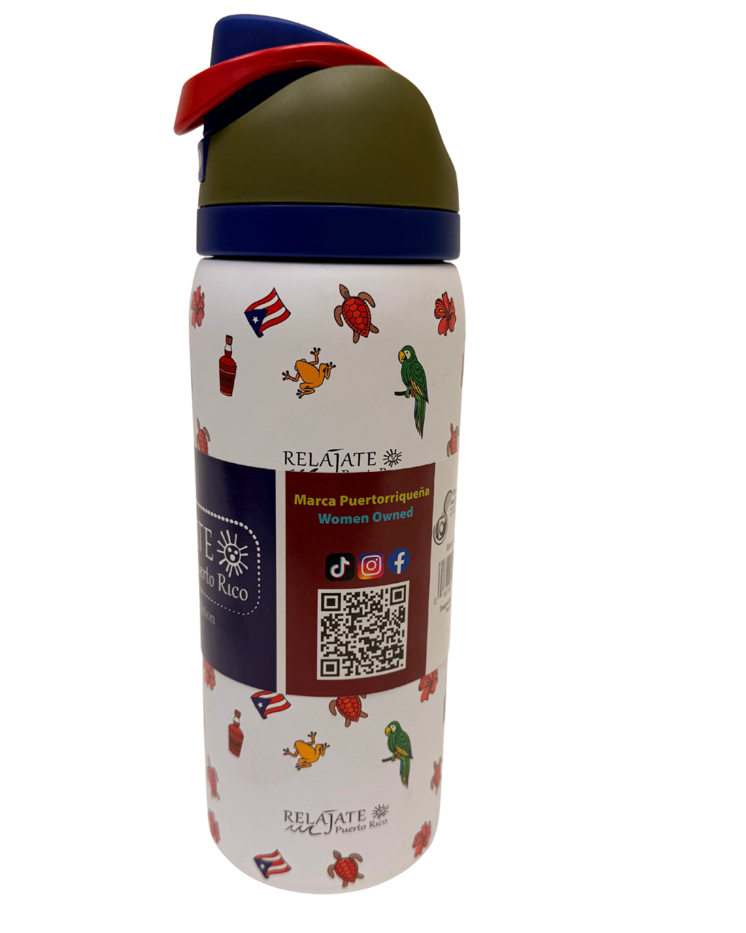 Relájate Puerto Rico 32oz insulated bottle limited edition print
