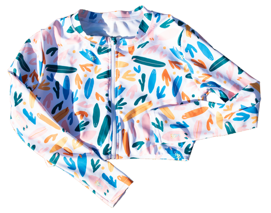 Surfs Up Women's Crop Top Sun Shirt  **PRE-ORDER FOR JUNE DELIVERY*