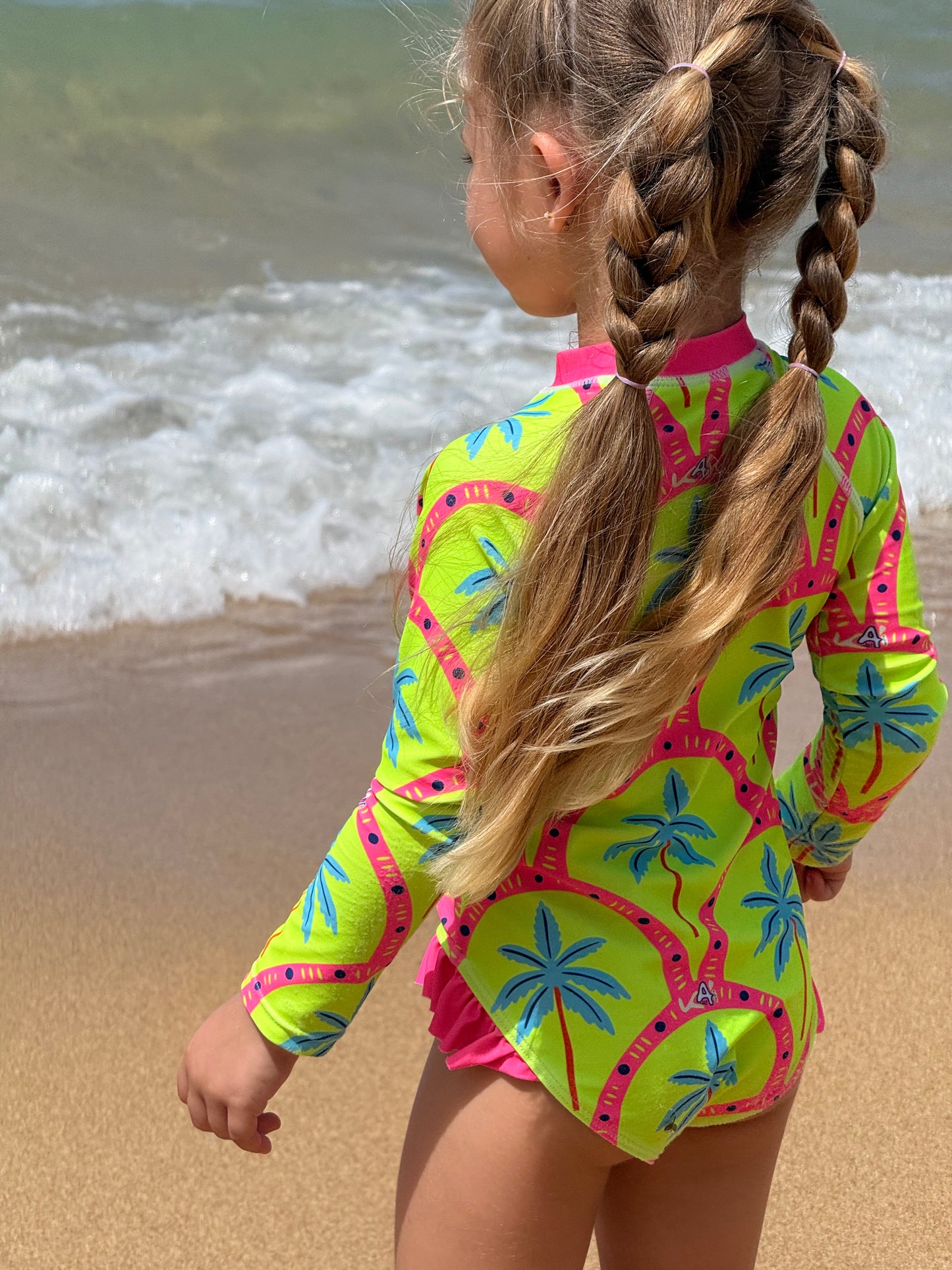 Kai PR Girls Long Sleeve Swimsuit with SPF 50 – Fun In the Sun Collection, Sizes 6 Months to 6 Years