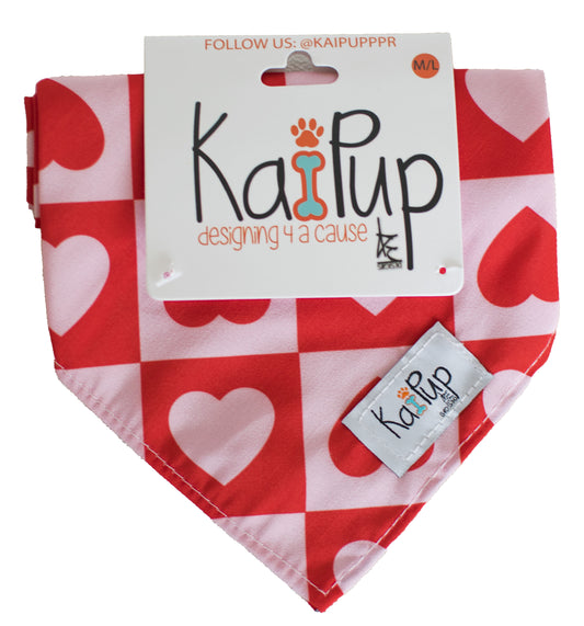 Kai Pup Limited Edition Valentines Bandanas - Checkered Hearts