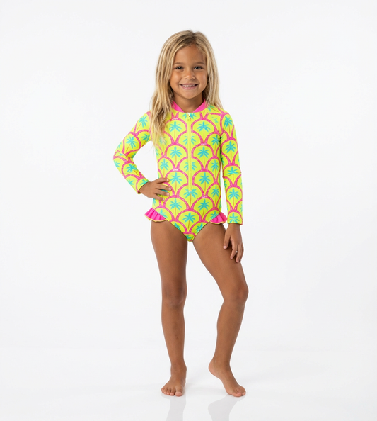 Kai PR Girls Long Sleeve Swimsuit with SPF 50 – Fun In the Sun Collection, Sizes 6 Months to 6 Years