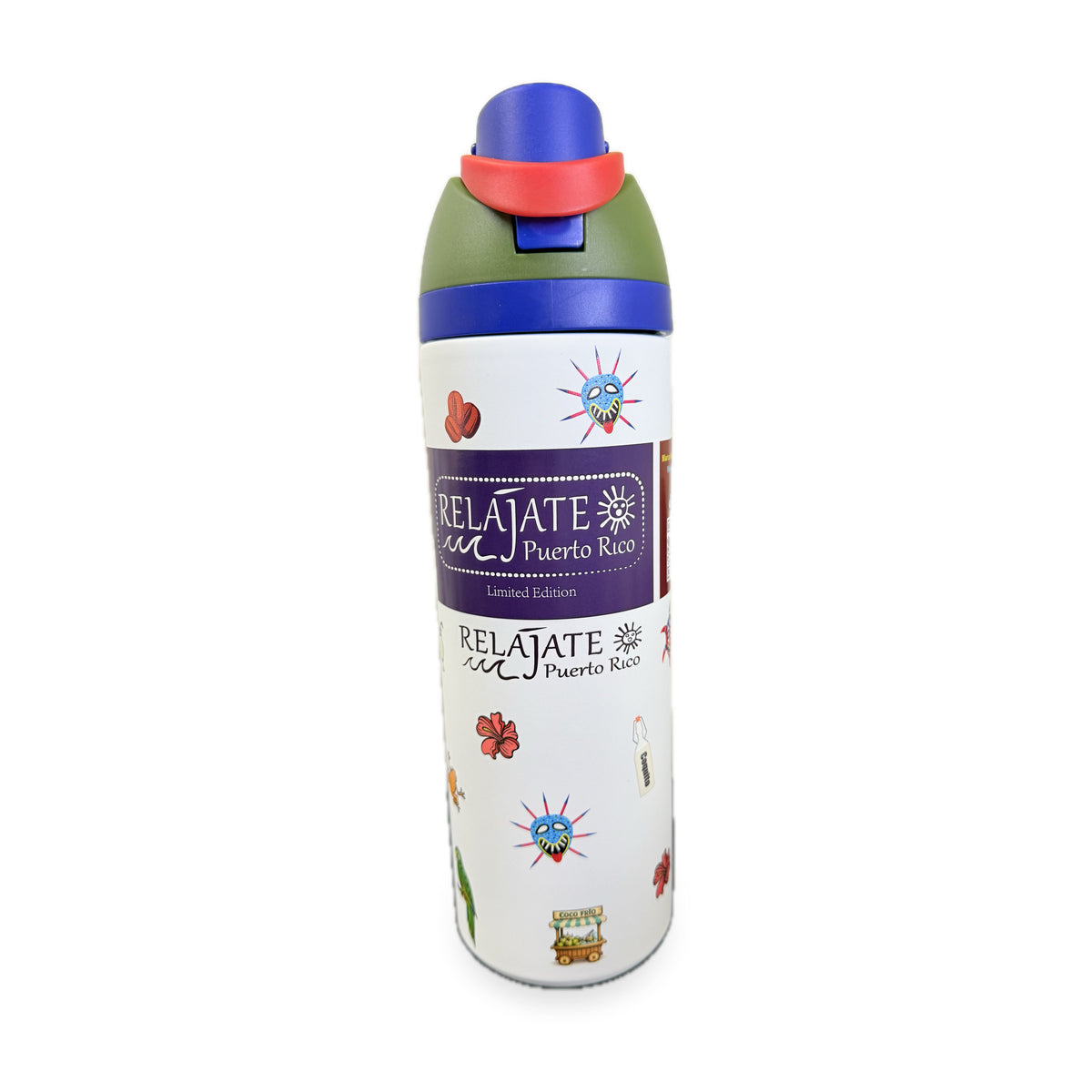 Relájate Puerto Rico 24 oz Sip Bottle - Íconos design, alternate view