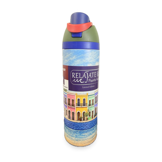 Relájate Puerto Rico 24 oz Sip Bottle - Viejo San Juan design