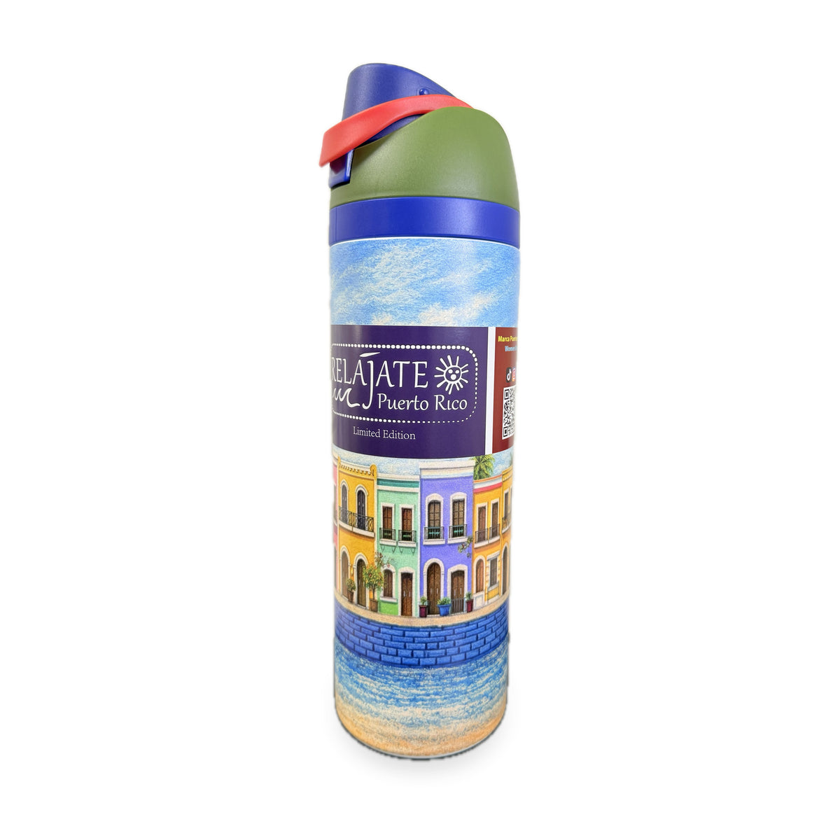 Relájate Puerto Rico 24 oz Sip Bottle - Viejo San Juan design, alternate view